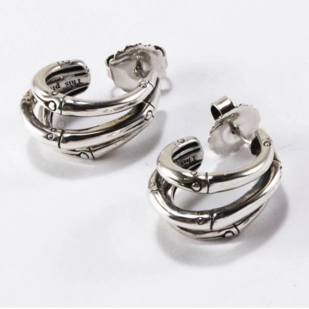 John Hardy Bamboo Triple “J”Hoop Earrings 925/SS